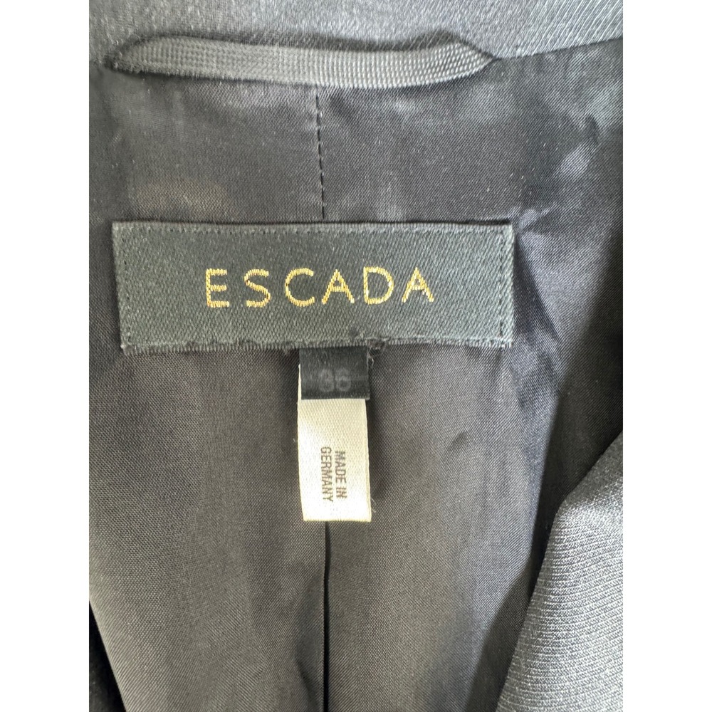 Escada Charcoal Grey 100% Virgin Wool Longline Blazer Coat Zip Front Size 36 - Picture 4 of 9
